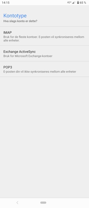Velg Exchange ActiveSync