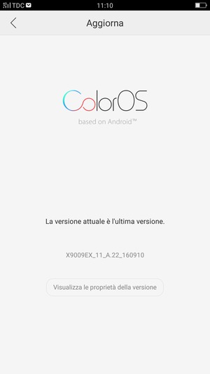 Se il tuo telefono è aggiornato, vedrai la seguente schermata