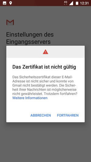 Wählen Sie FORTFAHREN