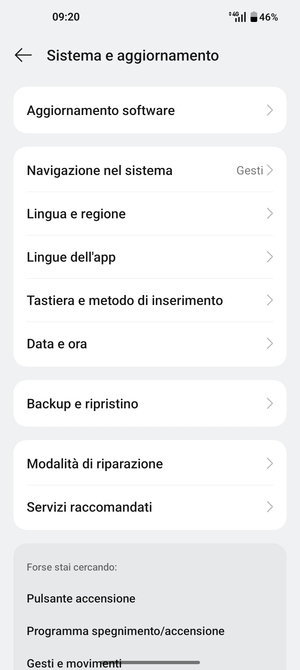 Seleziona Aggiornamento software