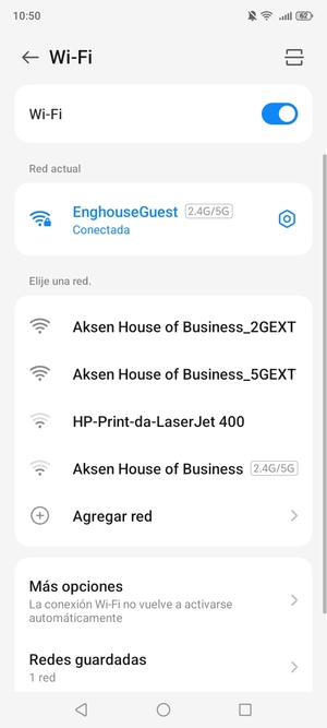 Ahora está conectado a la red Wi-Fi