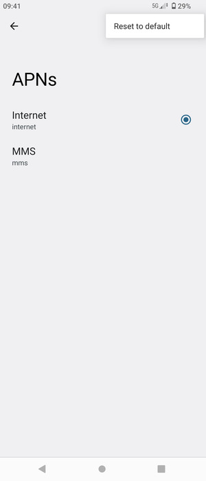 Select Reset to default