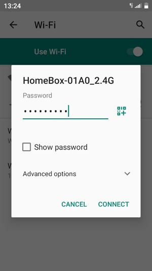 Enter the Wi-Fi password and select CONNECT