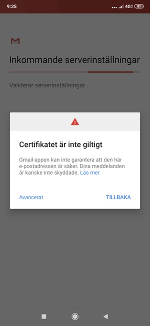 Välj TILLBAKA