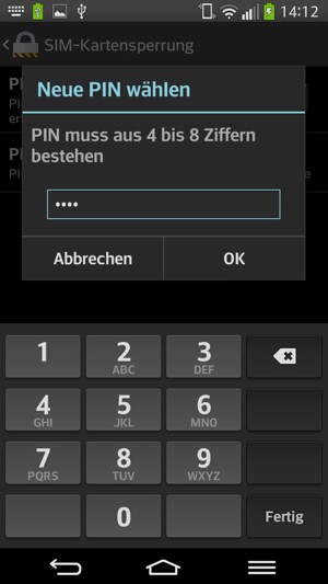 Geben Sie Ihre Neue PIN für SIM-Karte ein und wählen Sie OK