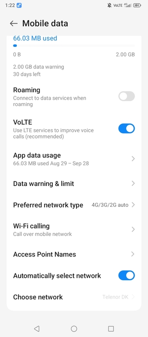 Scroll to and select Access Point Names