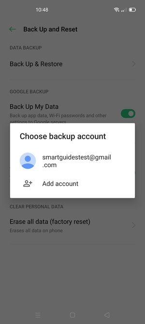Select your backup account