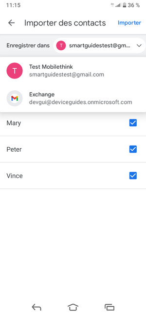 Sélectionnez votre compte Google