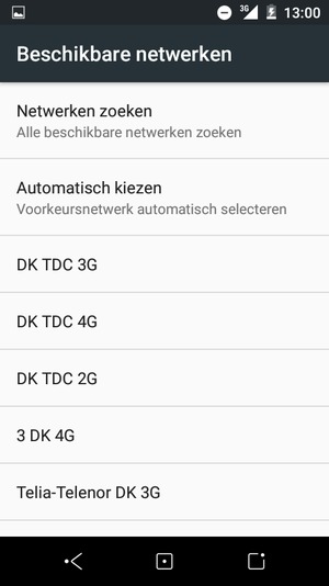 Selecteer een netwerkoperator uit de lijst