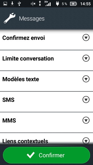 Sélectionnez SMS