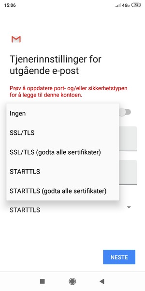 Velg Ingen og NESTE