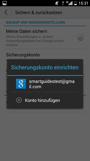 Wählen Sie Ihr Konto für Backup