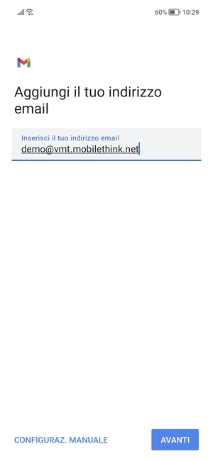 Inserisci il tuo indirizzo email e seleziona AVANTI
