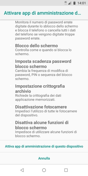 Scorri e seleziona Attiva app di amministrazione di questo dispositivo