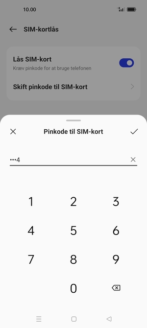 Indtast din Nuværende PIN-kode til SIM-kort og vælg OK