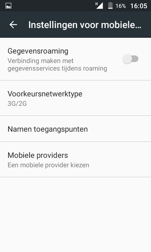 Om van netwerk te wisselen in geval van netwerkproblemen, selecteert u Mobiele providers