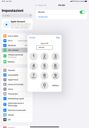 Inserisci Nuovo PIN e seleziona Fine
