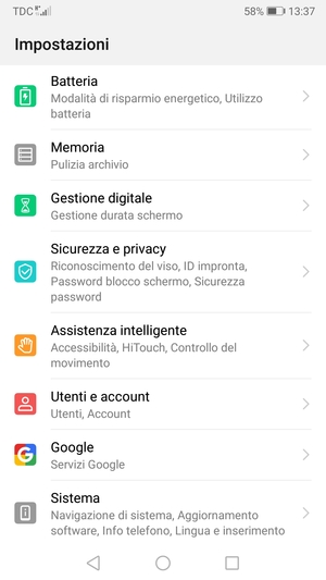 Scorri e seleziona Sistema