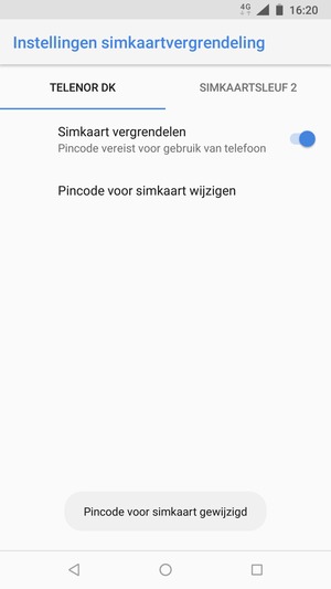 Uw Pincode voor simkaart is gewijzigd