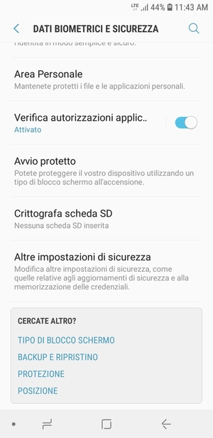 Scorri e seleziona Altre impostazioni di sicurezza