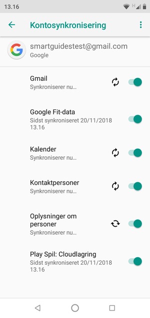 Dine oplysninger vil blive synkroniseret