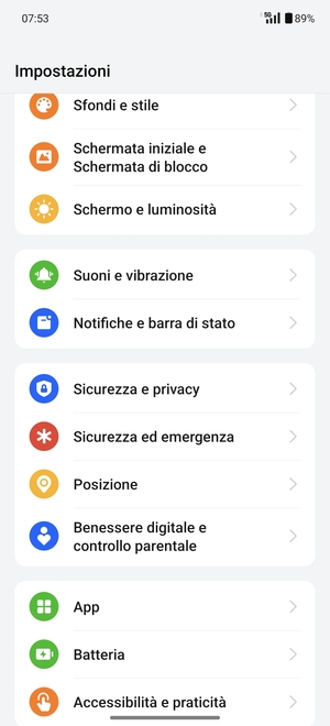 Scorri e seleziona Sicurezza e privacy