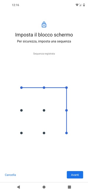 Disegna una sequenza di sblocco e seleziona Avanti