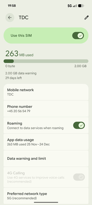 Turn Roaming on or off