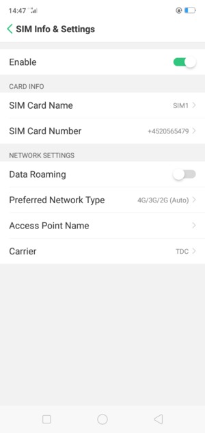 Select Preferred Network Type