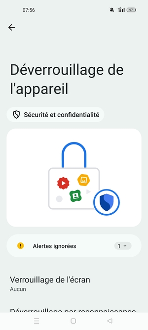 Sélectionnez Verrouillage de l'écran 