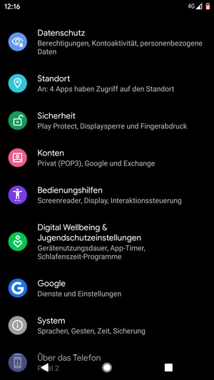 Scrollen Sie und wählen Sie Standort