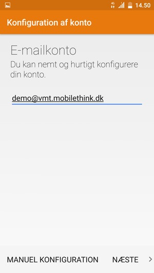 Indtast din e-mailadresse og vælg NÆSTE
