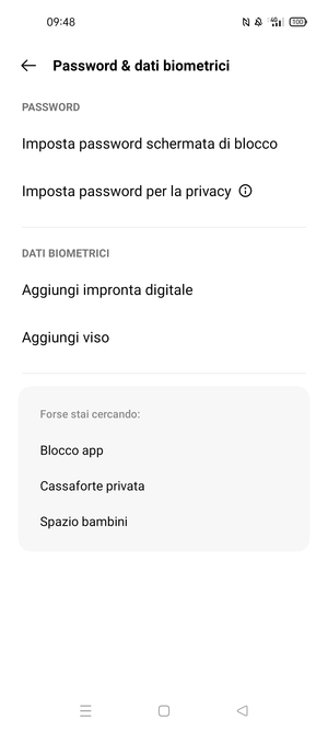 Seleziona Imposta password schermata di blocco