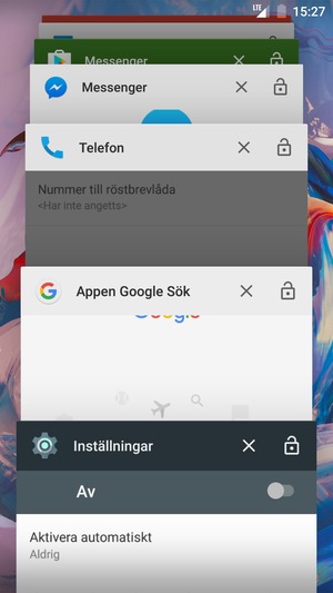Svep appar åt höger för att stänga dem