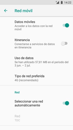 Desactivar Seleccionar una red automáticamente