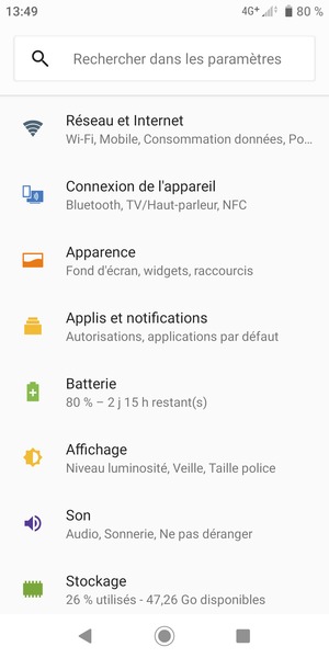 Sélectionnez Réseau et Internet