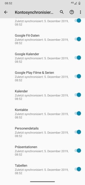 Stellen Sie sicher, dass Kontakte ausgewählt ist