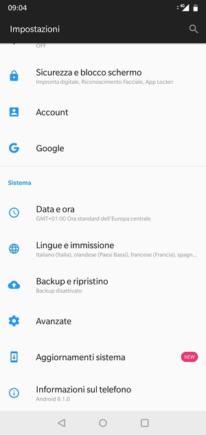 Scorri e seleziona Backup e ripristino