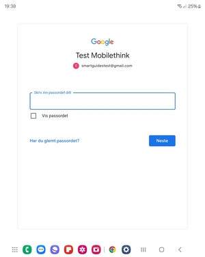 Skriv inn Gmail passord og velg Neste