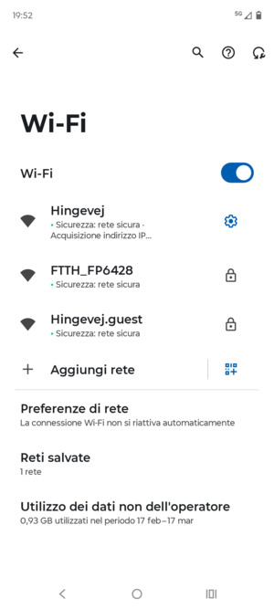Ora sei connesso alla rete Wi-Fi
