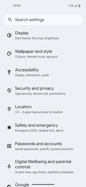Scroll to and select Location