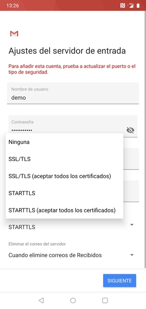 Seleccione Ninguna y SIGUIENTE