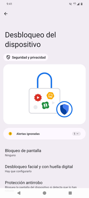 Seleccione Bloqueo de pantalla