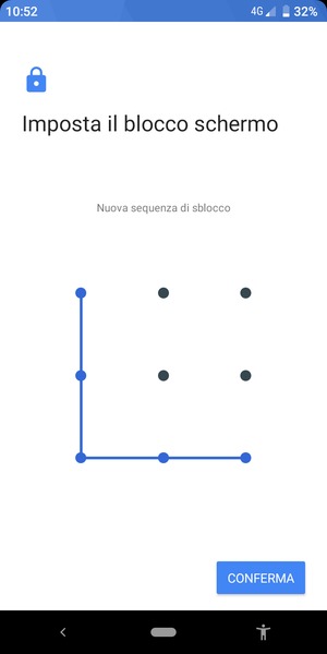 Disegna nuovamente la sequenza di sblocco e seleziona CONFERMA