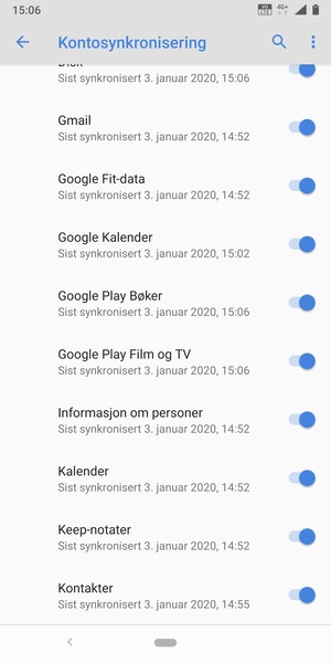 Forsikre deg om at Kontakter er valgt