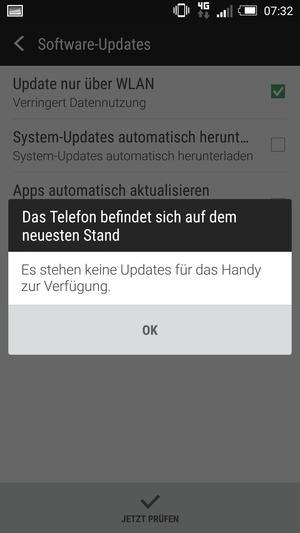 Falls Ihr Handy aktualisiert ist, wählen Sie OK