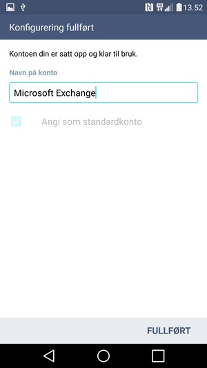 Gi kontoen din et navn og velg FULLFØRT