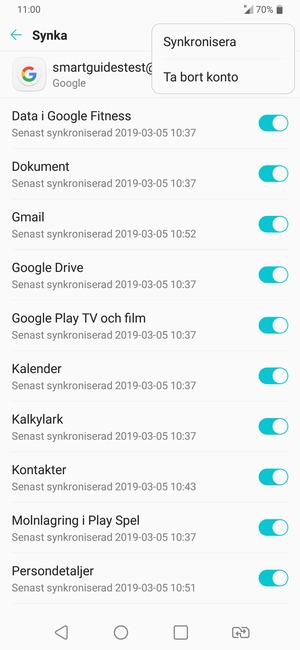 Välj Synkronisera