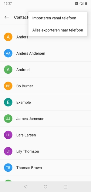 Selecteer Alles exporteren naar telefoon