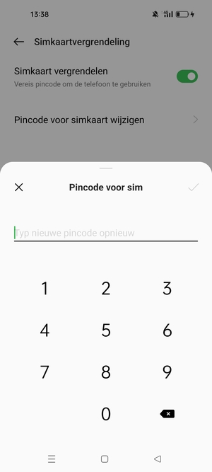 Bevestig uw nieuwe pincode voor de simkaart en selecteer OK
